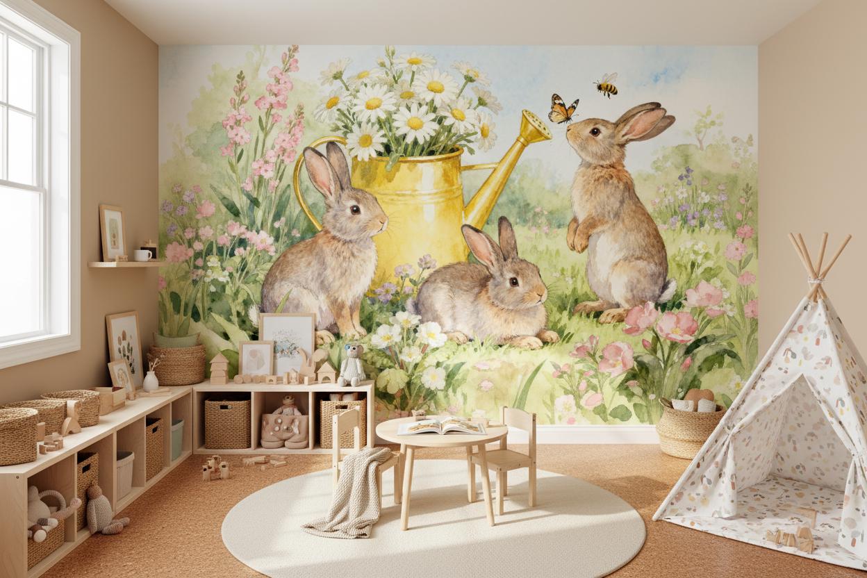 Cartoon Animal Wall Mural Kids - Baby Nursery Peel And Stick Wallpaper recension och pris