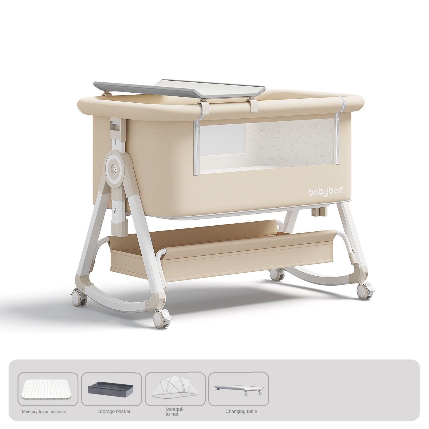 Baby Crib , Portable and Adjus - Baby Nursery Trolley recension och pris